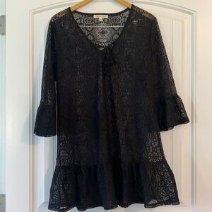 Miken Black Crochet like Cover Up Size Medium NWT